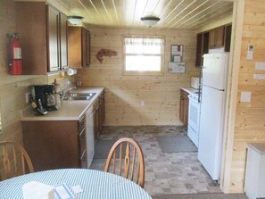 Fully equipped kitchen, stove, refrig, dishwasher, microwave ... it's all there. 