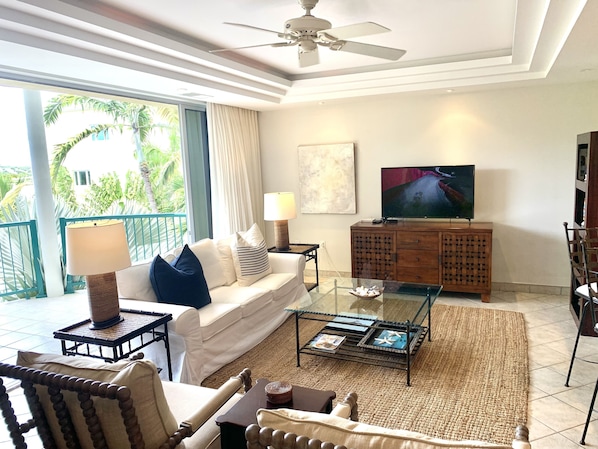 Patio doors retract into walls, bringing the outdoors in