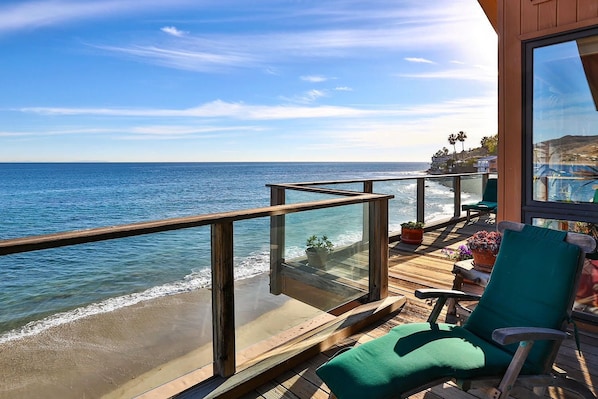 THE FIRST AND SECOND MASTER BEDROOM DECKS LOOKING NORTHWEST TO LATIGO POINT