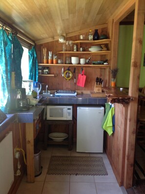 Small kitchen area for that stay at home meal for two.