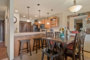 Counter height dining table.