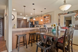 Counter height dining table.