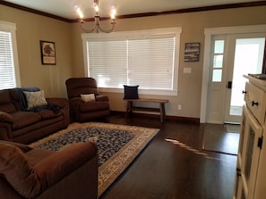 Living room with original hardwood floors