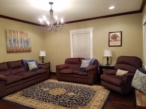 Living room with original hardwood floors