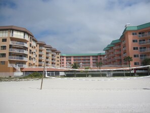 Photo of pool complex taken from beach