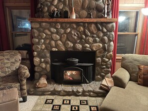 Wood burning fire place in the living room