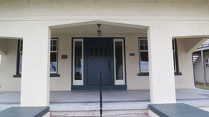 Quaker Ave. entry with terrazzo porch