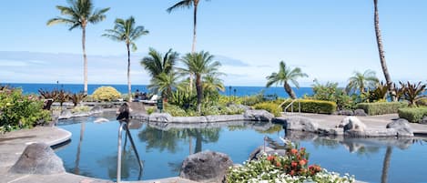 Beautiful lagoon-style pool and ocean view