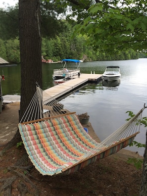 Lake side double hammock. Best napping spot on the lake.