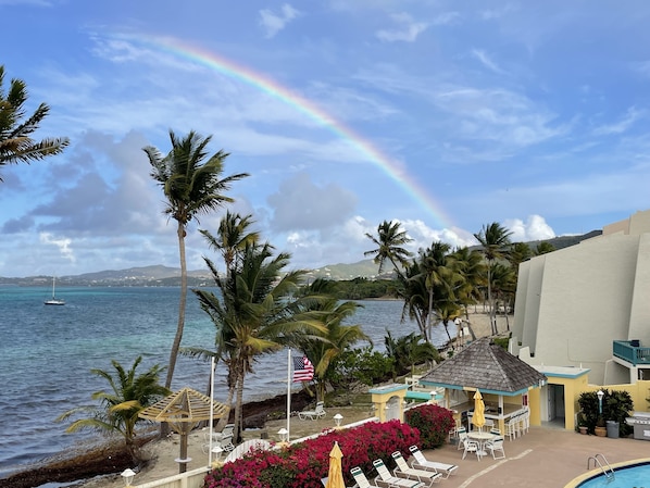 What a great view!  Ocean, pool, and Christiansted!