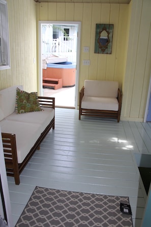 Sitting area outside third bedroom in the second boathouse 