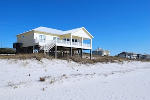 View of Mainstay Cottage from the beach