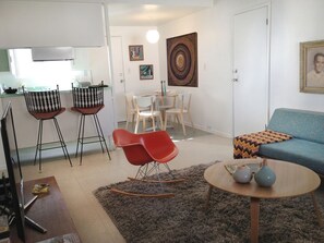 Living room, dining area