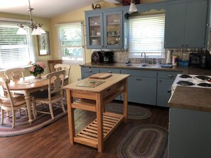 Large and bright kitchen and dining area
