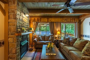 Lounge on cozy sofas while enjoying TV or playing games