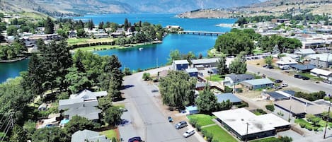 Bird's eye view of the Riverwalk 1 & 2 Houses - very close to the Chelan River and beautiful Lake Chelan!