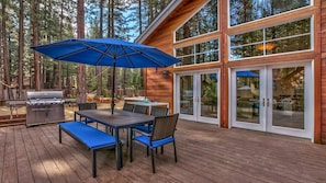 Patio dining set for 8, with a $3,000 7-burner Weber Summit grill/smoker