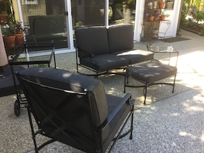 Outdoor Seating Area on Patio in front of Guest House. 