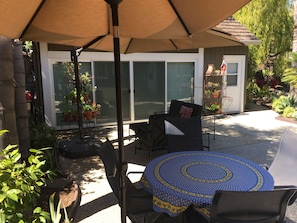 Dining Area on Patio in front of Guest House.