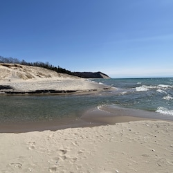 Outlet between Lower Herring & Lake Michigan that flows in & out fun place....