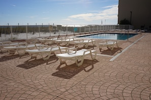 Seaside pool with shaded area