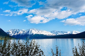 Beautiful views of the Chugach Mts across Kenai Lake