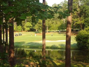 This picture from the back deck sums up Pinehurst...golfing, biking, relaxing!