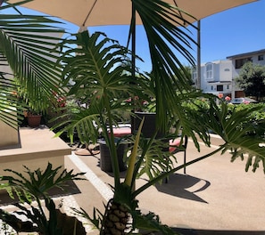 Just outside the door is a lovely private patio for your use.