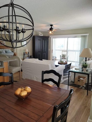 Large slider to outdoor peaceful screened porch area