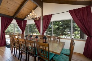 Long dinning table seats 14