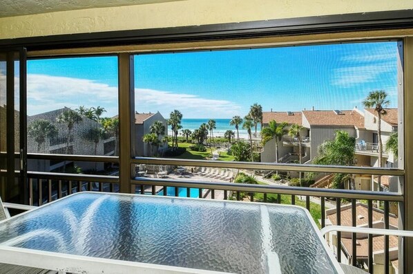 View of beach from lanai