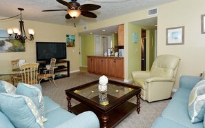 Large flat screen TV in living room