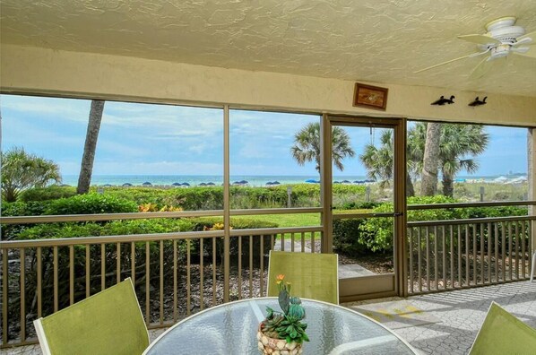 View of beach from lanai