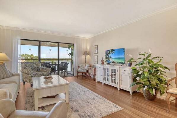 Living room with lovely intercoastal view and wifi