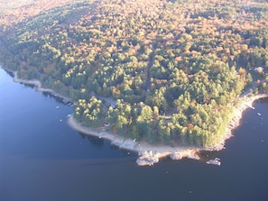 Areal view of rockymanor, The beach encompasses the point in the forefront