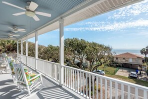 The view of the Atlantic Ocean from the top porch off the main living area on the top floor.