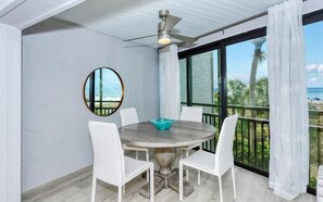 Dining area overlooking Crescent beach 