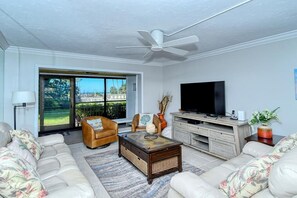 Full view of living room space 