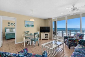 Living room and dining area