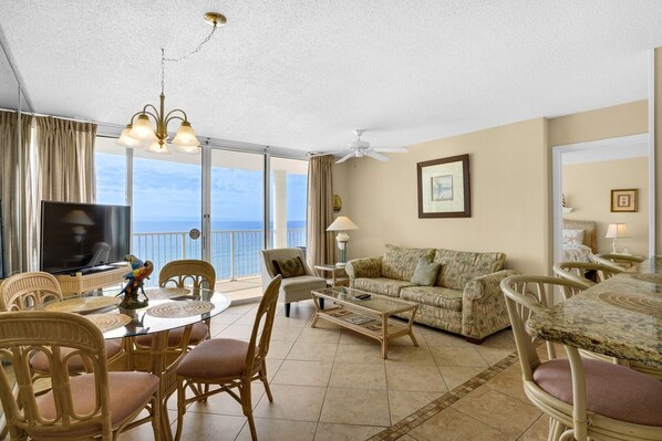 Living room and dining area