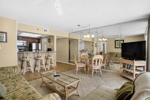 Living room and dining area