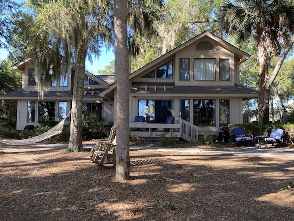 Back of the villa overlooking the waterway.