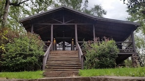 Front of cabin overlooking Lake Catherine