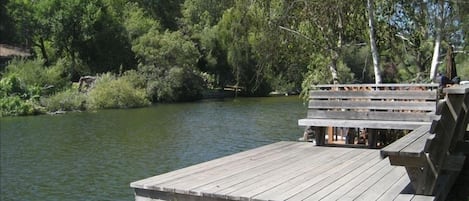 The deck overlooking the creek