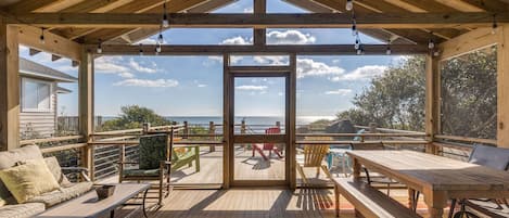 Screened in porch to ocean view