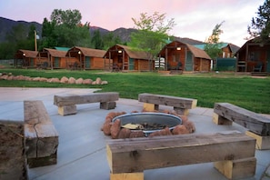 Rustic Cabins and lots of room to enjoy! Bring on the S'mores!