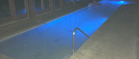 Private pool attached to master bedroom. Spectacular LED pool lighting.