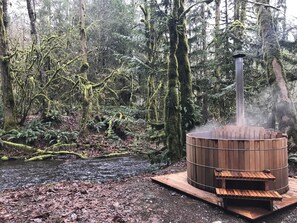 Wood fired hot tub