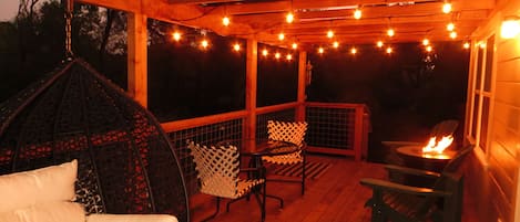 The deck is magical at night!