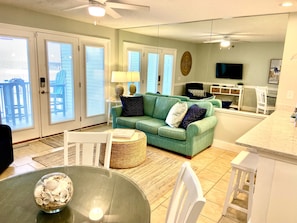 View of family room from dining area